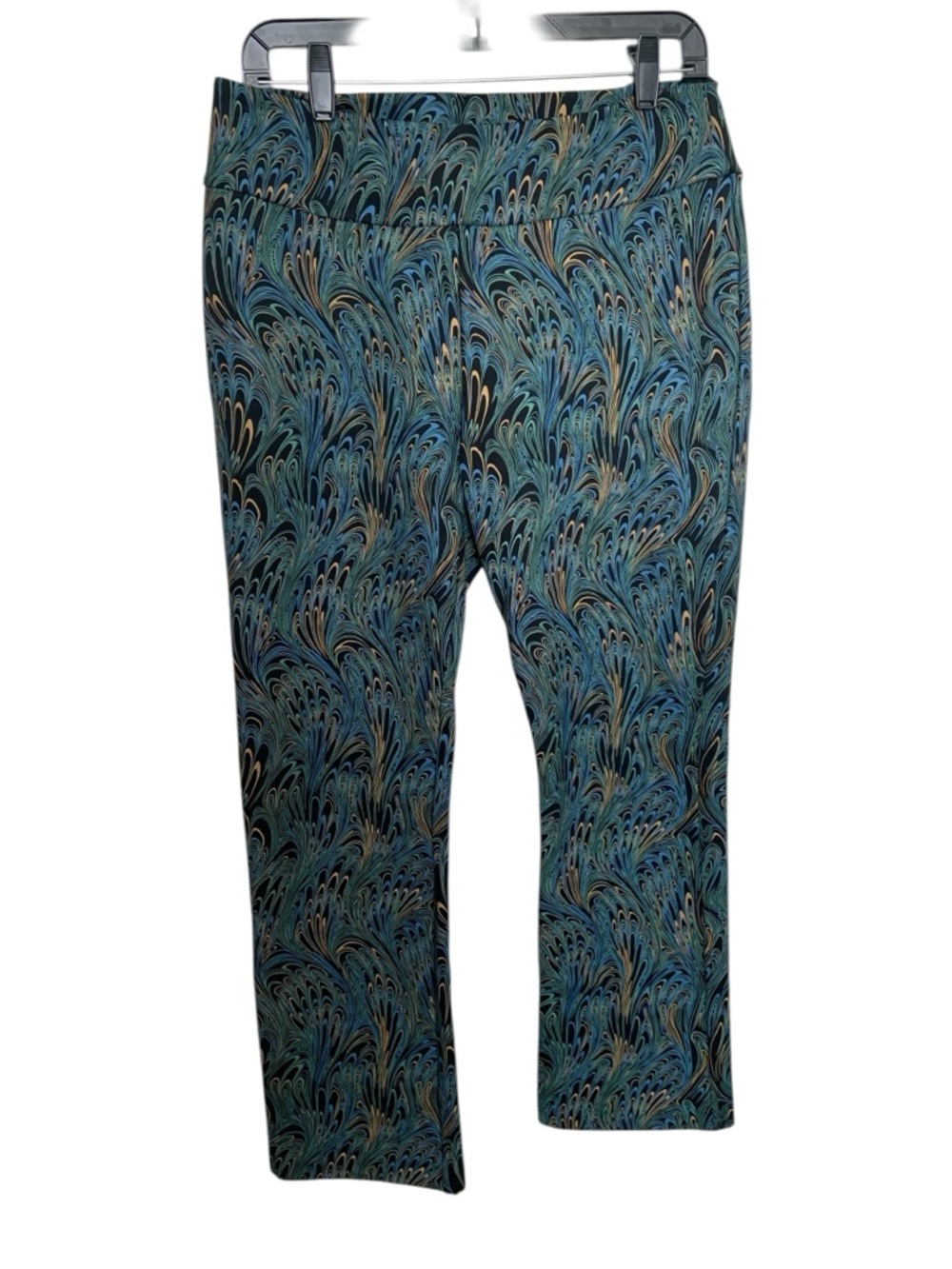 Soft Surroundings Multicolor Swirl Printed Cropped Pull On Pants Leggings PM Art